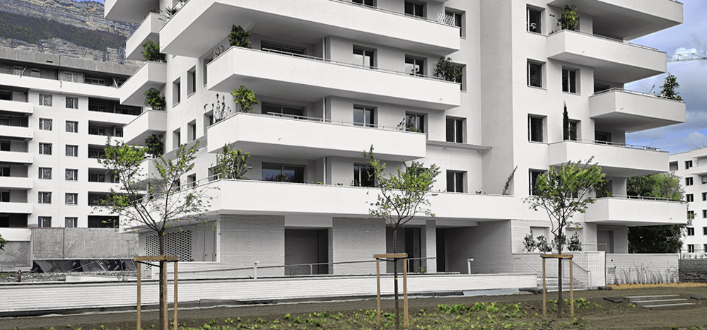 500 Logements à Meylan (38) - Groupe 6 (38) - Grenoble Habitat + Codevim (38) - 1600 m² de Briques Béton BlocStar AmR70 et AmR140